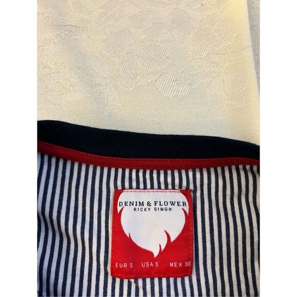 Denim & Flower Ricky Singh Shirt Santa Palm trees small S rn#86220 Black Red - Picture 6 of 7